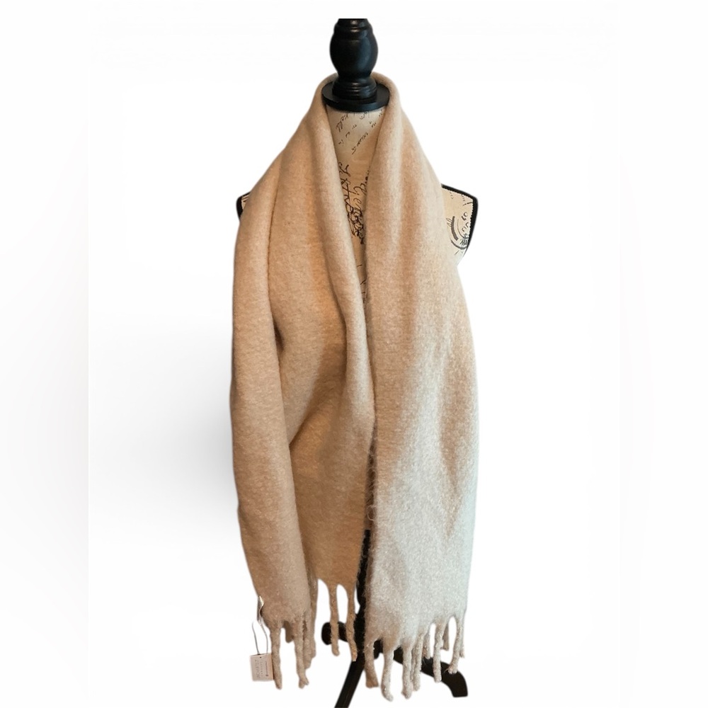Uncharted Threads Elegant Tan Scarf with Fringe